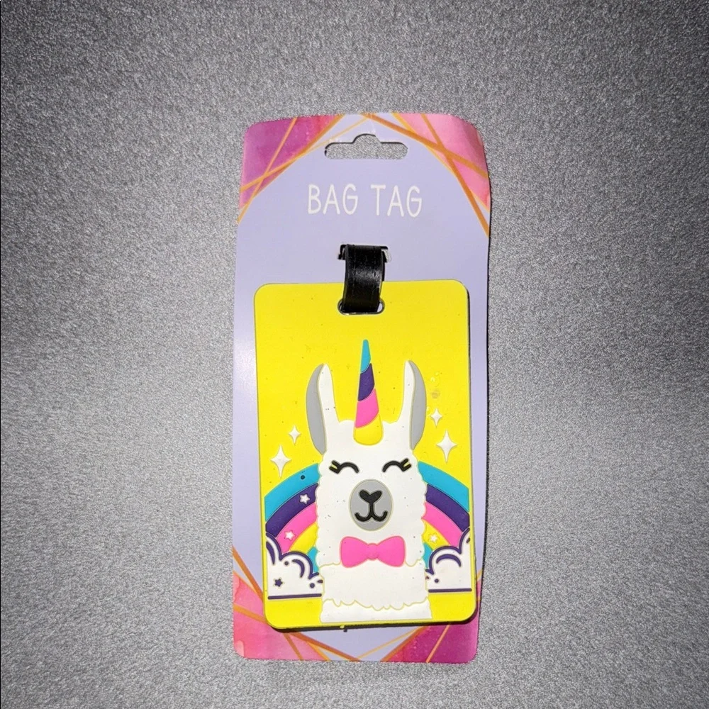 NWT Llama Unicorn Bag Tag - Yellow and Pink